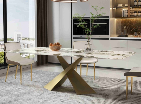 Bright Rock Board Căn hộ nhỏ Bộ bàn ăn Bộ bàn ghế kiểu Bắc Âu Hiện đại Ánh sáng sang trọng Bộ phòng ăn bằng đồng sang trọng