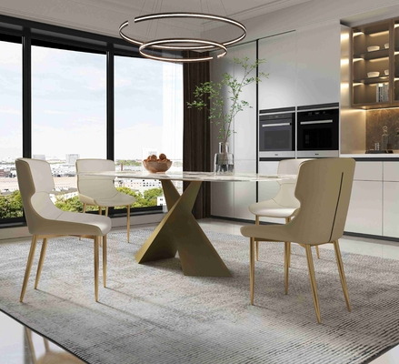 Bright Rock Board Căn hộ nhỏ Bộ bàn ăn Bộ bàn ghế kiểu Bắc Âu Hiện đại Ánh sáng sang trọng Bộ phòng ăn bằng đồng sang trọng