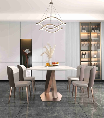 Plain X Base Bàn ăn hiện đại sang trọng 6 8 chỗ ngồi Khung thép không gỉ hàng đầu bằng đá cẩm thạch