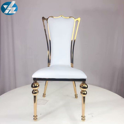 Trắng đen Hoàng gia Vương miện Ghế tiệc cưới Ghế thép không gỉ Vàng tròn Chân ghế