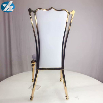 Trắng đen Hoàng gia Vương miện Ghế tiệc cưới Ghế thép không gỉ Vàng tròn Chân ghế