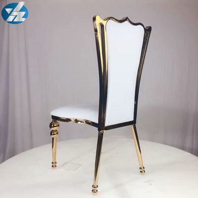 Trắng đen Hoàng gia Vương miện Ghế tiệc cưới Ghế thép không gỉ Vàng tròn Chân ghế
