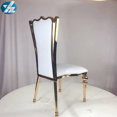 Trắng đen Hoàng gia Vương miện Ghế tiệc cưới Ghế thép không gỉ Vàng tròn Chân ghế