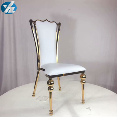 Trắng đen Hoàng gia Vương miện Ghế tiệc cưới Ghế thép không gỉ Vàng tròn Chân ghế