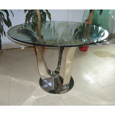 Antique Glam Silver Bàn ăn hiện đại sang trọng D150XH75 Bàn ăn mặt kính