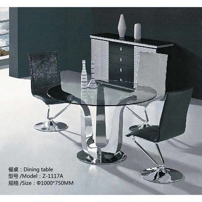 Antique Glam Silver Bàn ăn hiện đại sang trọng D150XH75 Bàn ăn mặt kính