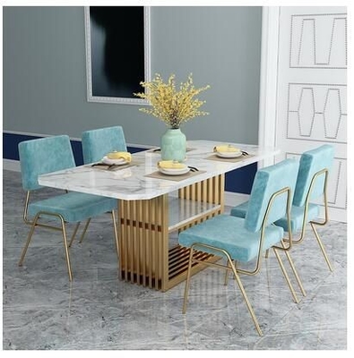 Bàn tiệc cưới hàng đầu bằng đá cẩm thạch Bắc Âu Bàn ăn hình chữ nhật hiện đại có ghế 50X90X75