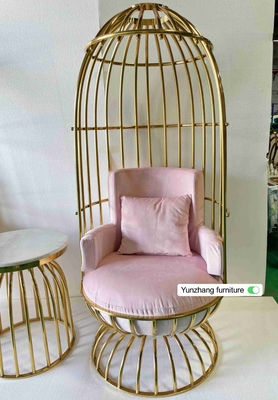 Ghế lồng chim bằng kim loại vàng thoải mái bằng thép không gỉ cho tiệc khách sạn