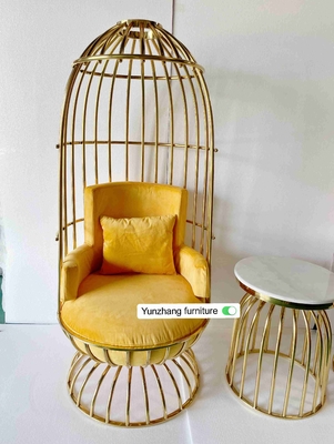 Ghế lồng chim bằng kim loại vàng thoải mái bằng thép không gỉ cho tiệc khách sạn