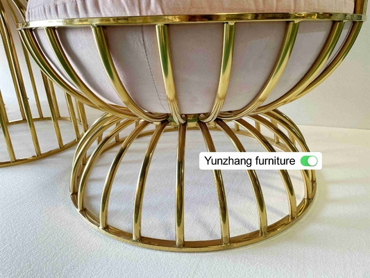 Ghế lồng chim bằng kim loại vàng thoải mái bằng thép không gỉ cho tiệc khách sạn