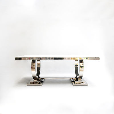 Giá tốt. Hai vòng tròn Kiểu dáng đẹp Bàn ăn hiện đại Đá cẩm thạch Hàng đầu bằng thép không gỉ 201 Sử dụng cho gia đình trực tuyến