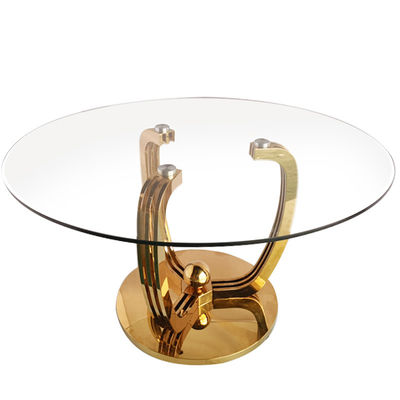 Giá tốt. Thép không gỉ kiểu châu Âu 8 chỗ ngồi bàn ăn kính tráng tròn cho nhà hàng cho thiết kế ăn uống trực tuyến