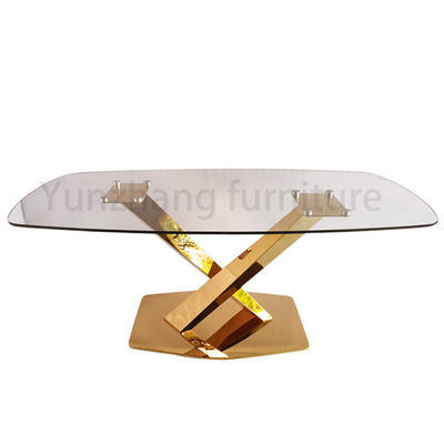 Giá tốt Thiết kế hình chữ nhật Bàn ăn mặt kính cường lực trong suốt Nội thất gia đình cơ sở SS201 trực tuyến