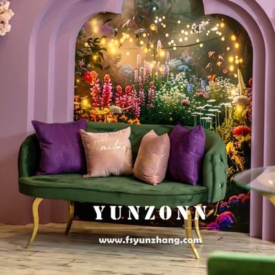 Ghế sofa tình yêu bằng thép không gỉ hiện đại với vải nhung cho khách sạn và sự kiện đám cưới