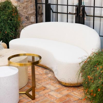Ghế sofa cong hiện đại sang trọng với khung thép không gỉ và vải nhung để trang trí đám cưới và tiệc tùng