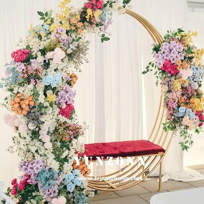 Giá tốt Ghế sofa khung thép không gỉ vàng hình tròn thiết kế cho cặp đôi dùng trong đám cưới và ăn uống Ghế ăn thoải mái trực tuyến