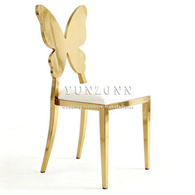 chất lượng Sản xuất chuyên nghiệp Ghế ăn thoải mái bằng thép không gỉ hình bướm Tựa lưng vàng Ghế tiệc cưới và sự kiện nhà máy