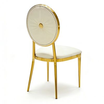 Ghế cưới bền bỉ bằng da PU trắng sang trọng, thép không gỉ, dùng cho khách sạn, phòng ăn, biệt thự ngoài trời, phòng khách với thiết kế hiện đại