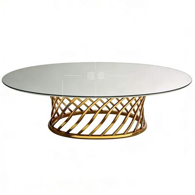 Giá tốt Chất lượng tốt gương kính trên cùng với khung thép không gỉ Bàn hình bầu dục cho đám cưới Ăn tiệc Tiệc tùng trực tuyến