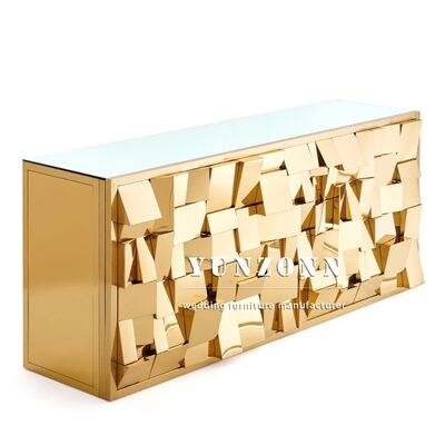 Giá tốt Bàn quầy bar hình chữ nhật bằng thép không gỉ hiện đại với mặt kính gương, thiết kế mới cho câu lạc bộ gia đình, quầy bar cho khách sạn & sự kiện đám cưới trực tuyến