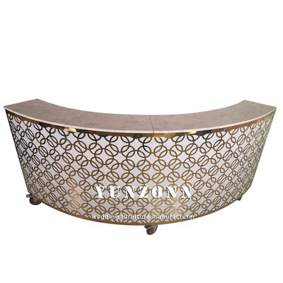 Giá tốt Modern Luxury Gold Stainless Steel Indoor Wedding Bar Counter với bánh xe cho bàn bar sự kiện trực tuyến
