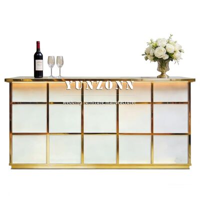 Giá tốt Bàn quầy bar hình chữ nhật bằng thép không gỉ gương kính thương mại cho sự kiện đám cưới khách sạn hiện đại trực tuyến