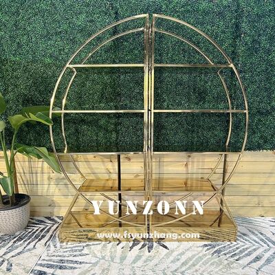 Giá tốt Kệ Quầy Bar Khung Thép Không Gỉ Sang Trọng Kệ Trưng Bày Bánh Champagne Vòm Kim Loại Cho Tiệc Cưới trực tuyến