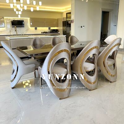 Giá tốt Ghế ăn bọc nhung/da chân thép không gỉ phong cách Bắc Âu Ý hiện đại sang trọng màu vàng cho biệt thự trực tuyến