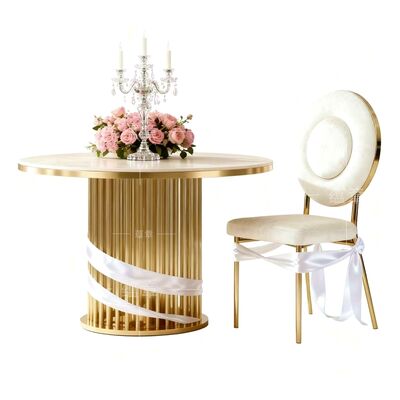 Giá tốt Modern Luxury Gold Wedding Cake Table Latest Stainless Steel Round Side Table cho nội thất khách sạn và đồ nội thất đám cưới trực tuyến