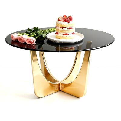 Giá tốt Bàn Ăn Mặt Kính Vàng Cao Cấp Tròn Thép Không Gỉ Thiết Kế Sự Kiện Tiệc Cưới trực tuyến