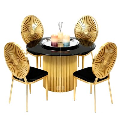 Giá tốt Đồ nội thất đám cưới Vàng khung thép không gỉ gương đậm chất kính trên bàn ăn trực tuyến