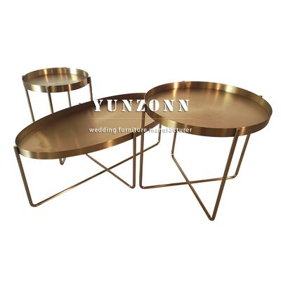 Giá tốt Vàng kết thúc kim loại sắt hình bầu dục trang trí phòng khách Bàn cà phê Bàn bên Bàn kết thúc kim loại trực tuyến