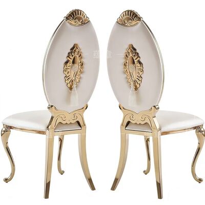 Giá tốt Nhà máy đồ nội thất Bán trực tiếp của thép không gỉ ốp vàng kiểu cổ điển ghế cao lưng phù hợp cho đám cưới và tiệc tùng trực tuyến