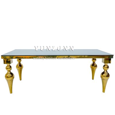 Giá tốt Foshan Factory Giá rẻ Khách sạn Thức ăn đồ nội thất vàng thép không gỉ Kính gương bàn trên bàn đám cưới trực tuyến