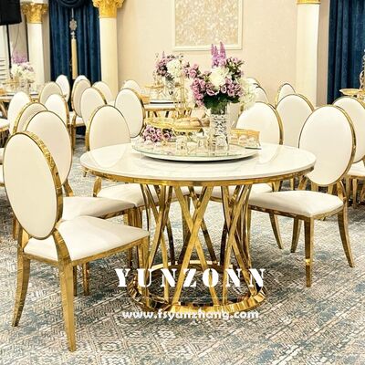 Giá tốt YUNZONN Nhà máy đồ nội thất bán đồ nội thất đám cưới hiện đại Stainless Steel Hall Bàn ăn bàn tròn trực tuyến