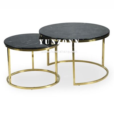 Giá tốt Bàn trà đôi kim loại phong cách tối giản với mặt bàn kính đen/đá cẩm thạch, bàn sofa tròn, bàn trà kính cường lực trực tuyến