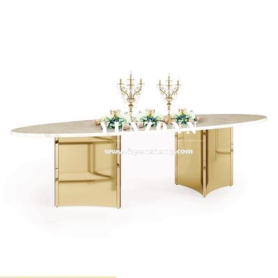 Giá tốt Thiết kế mới đồ nội thất sang trọng nền đồng hình chữ nhật vàng ăn bàn thép không gỉ trực tuyến