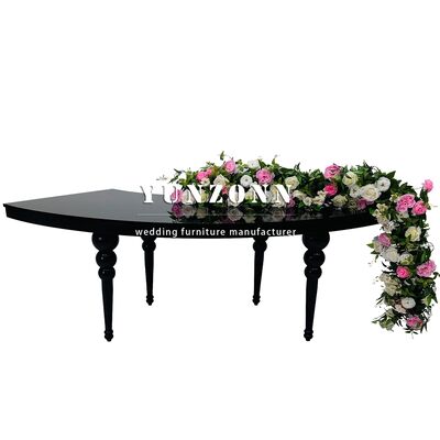 Giá tốt Phòng tiệc lớn Bàn tiệc cưới hình bán nguyệt bằng kim loại màu đen trực tuyến