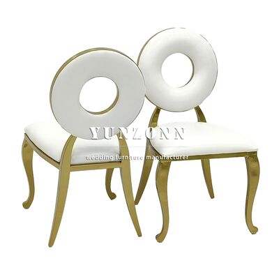 Giá tốt Thiết kế mới Donut vàng khách sạn sang trọng tiệc cưới Velvet Thép không gỉ ghế ăn trực tuyến