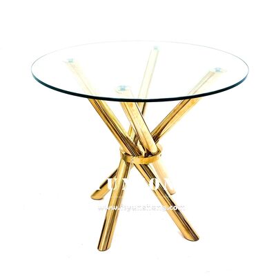 Giá tốt Hot bán Thép không gỉ Bàn chân chéo và kính Bàn trên cho Bàn lễ cưới trực tuyến