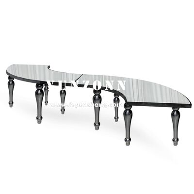 Giá tốt Vàng / Trắng / Đen khung thép không gỉ bán vòng tròn Serpentine đám cưới Trung tâm tiệc ăn Bàn ăn Phòng khách sạn trực tuyến