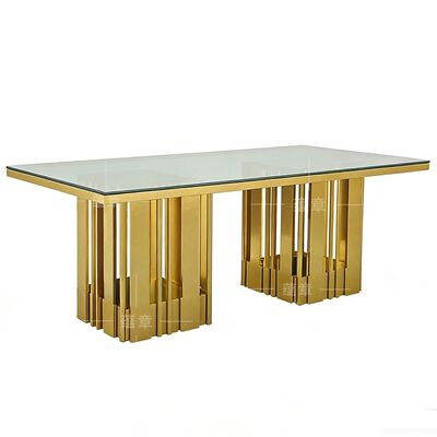 Giá tốt Cơ sở hộp vàng hiện đại Baroque đám cưới bàn ăn thiết lập thép không gỉ Đồ nội thất nhà hàng cho khách sạn trực tuyến