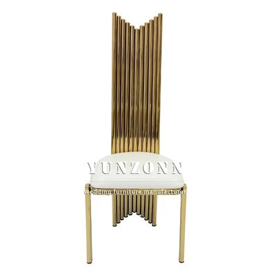 Giá tốt Các sự kiện đồ nội thất thép không gỉ khung vàng màu trắng Pu cao lưng đám cưới bữa ăn tiệc lễ hội ghế tiệc để bán trực tuyến