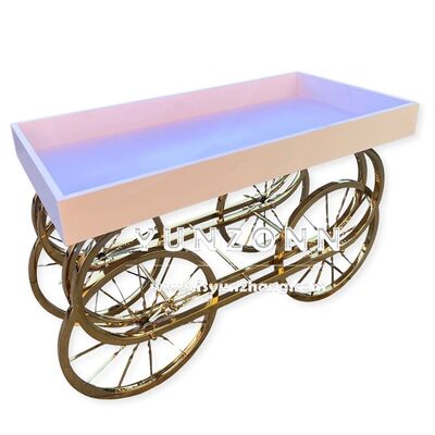 Giá tốt Fancy Golden Stainless Steel Candy Cart Display Modern Design Food Dessert Cart Đám cưới Ăn uống Các sự kiện ngoài trời - Đề nghị mạnh mẽ trực tuyến