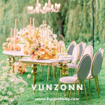 Giá tốt Modern S-Shaped Dining Table Chair Set Restaurant Wedding Glass Metal Hotel Furniture for Outdoor Hall Use (Thiết bị bàn ăn hình chữ S hiện đại) trực tuyến