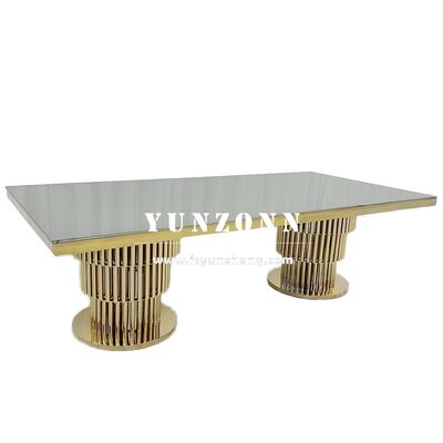 Giá tốt Bàn ăn bằng vàng thép không gỉ hiện đại với thiết kế cơ sở chân đệm cho tiệc ngoài trời Đám cưới và sự kiện khách sạn trực tuyến