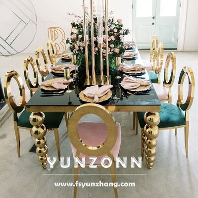 Giá tốt Bàn ăn và đám cưới hình chữ nhật sang trọng hiện đại với bàn đá thép không gỉ chân cho khách sạn và hội trường trực tuyến