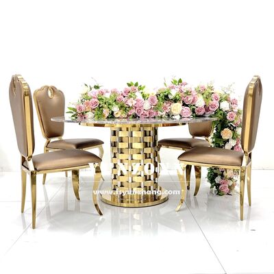 Giá tốt Bàn tròn và ghế sang trọng hiện đại thiết lập cơ sở thép không gỉ kiểu mới để ăn uống Các sự kiện ngoài trời Khách sạn và nhà bếp trực tuyến