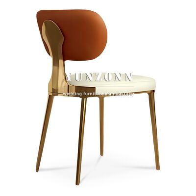 Giá tốt Sự kiện cưới sang trọng New Modern Design Party Cho thuê gối da màu nâu Thép không gỉ ghế vàng cho sự kiện trực tuyến