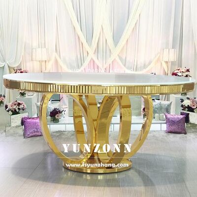 Giá tốt Bạch MDF Top Round vàng thép không gỉ cơ sở kim loại đám cưới bàn ăn cho sự kiện tiệc tùng đồ nội thất khách sạn trực tuyến